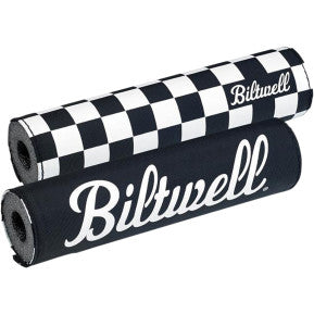 Bill's Exhausts BILTWEll Crossbar Pad for handlebars, featuring a checker pattern, designed for motorcycle handlebar protection.