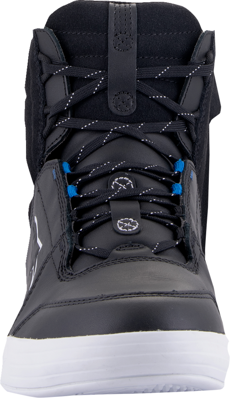 Alpinestars Chrome waterproof shoes in black and white, US 9.5, featuring sleek design and durable construction.