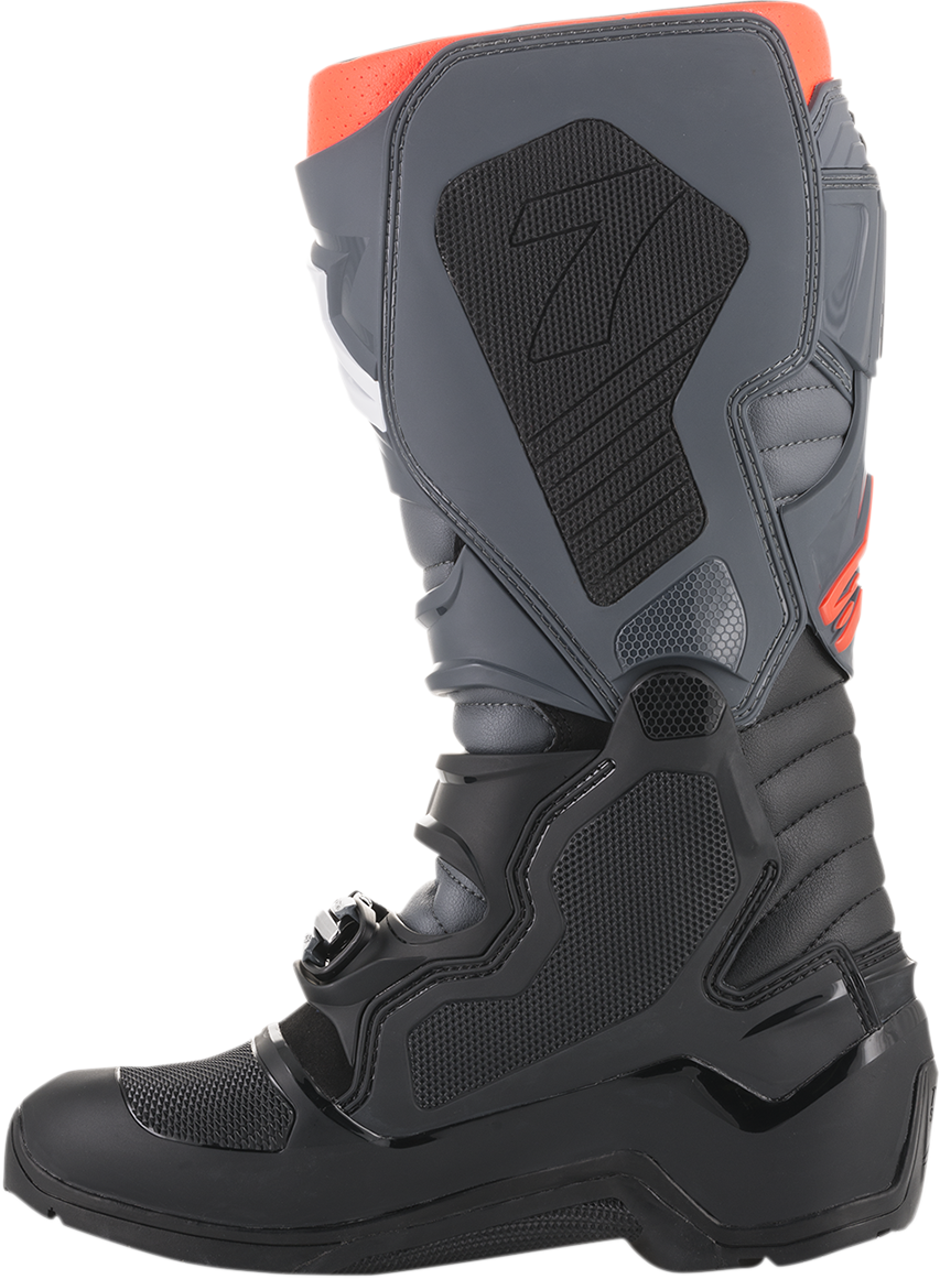Alpinestars Tech 7 Enduro Boots in black and gray, US size 14, showing durable mid-height motocross boots with protective features.