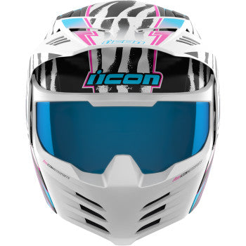 ICON Elsinore™ helmet in Rad Dawn white color, XL size, with detailed motorcycle helmet design and branding.