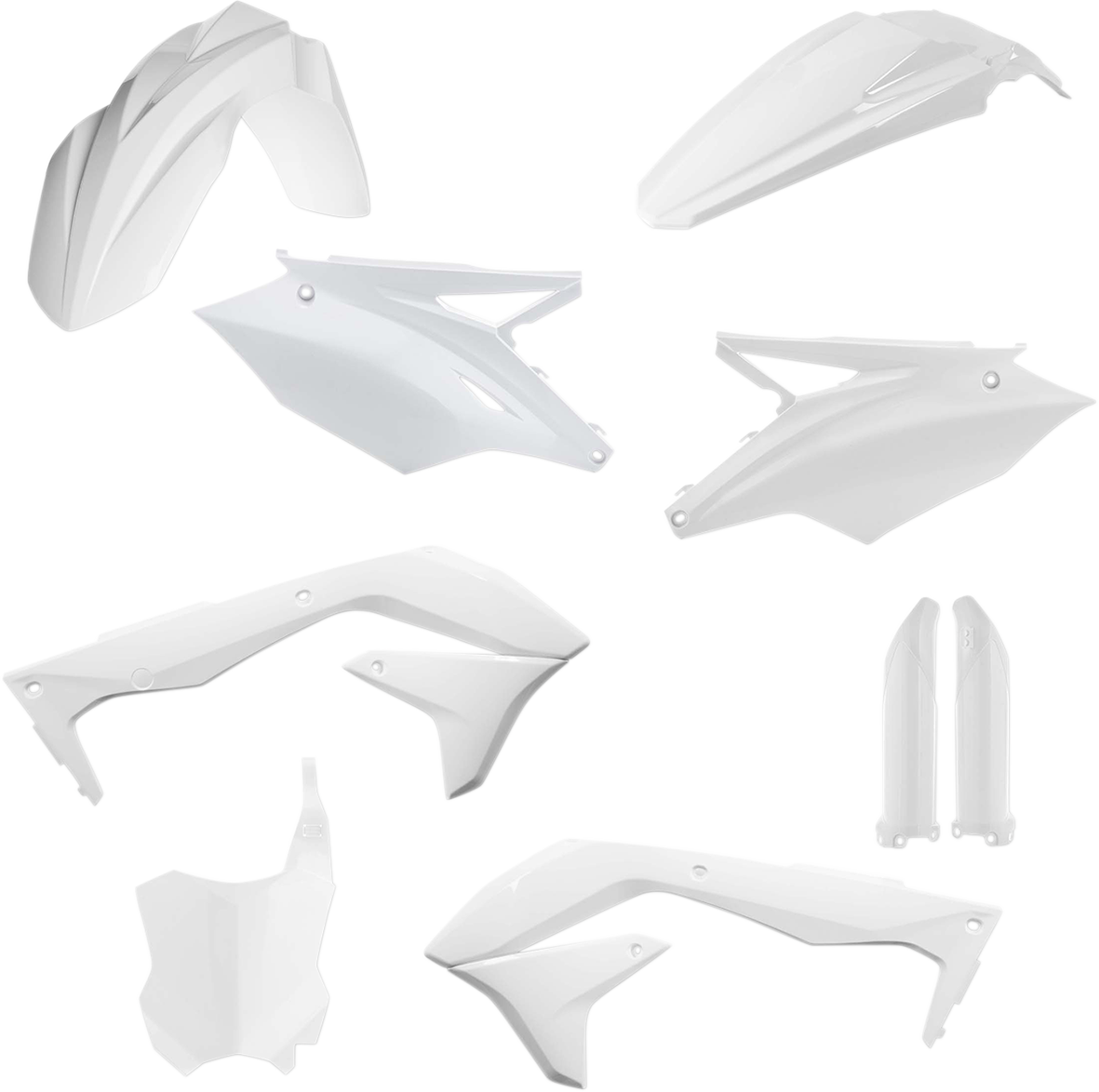 ACERBIS full replacement body kit in white, designed for vehicle customization, featuring sleek, durable body panels.