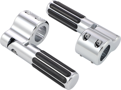 Bill's Exhausts SHOW CHROME Highway Clamp with Rail Peg for engine mounting, chrome finish, part number 21-334.