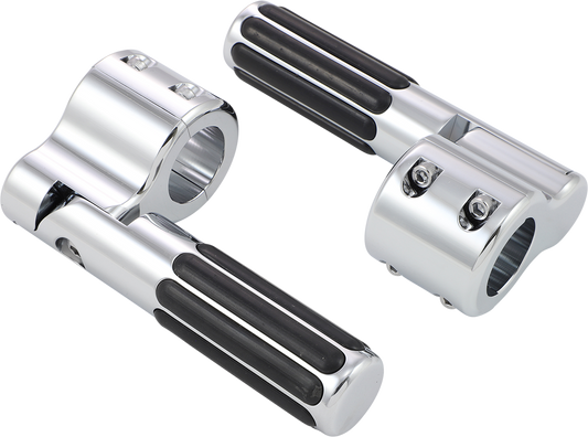 Bill's Exhausts SHOW CHROME Highway Clamp with Rail Peg for engine mounting, chrome finish, part number 21-334.