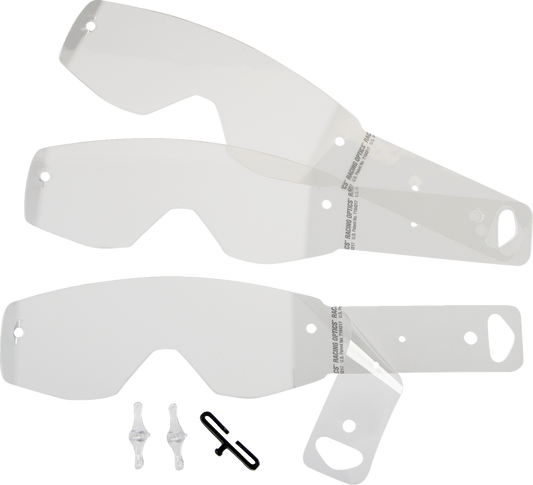 Bill's Exhausts SCOTT Primal/Split Tear-Offs laminated engine parts, 7-pack of tear-offs for motorcycle racing or off-road use.