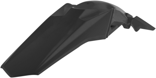 Black ACERBIS rear fender for motorcycle, body part with mounting details, designed to fit specific models.