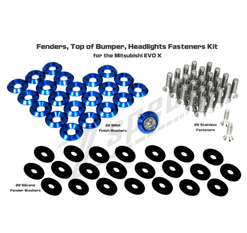 ZSPEC Fenders/Top-of-Bumper/Headlights Fasteners for 07-13 Mitsubishi Lancer EVO X 10, Stainless & Billet - Howling Moto