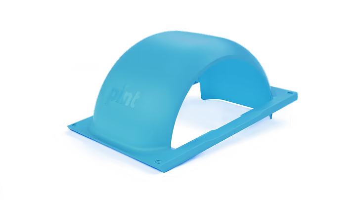 Onewheel Pint fender in hot blue color, protective accessory covering the wheel of the electric skateboard