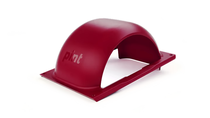 Onewheel Pint fender in Ron Burgundy color, showing the curved plastic shield mounted on the electric skateboard.