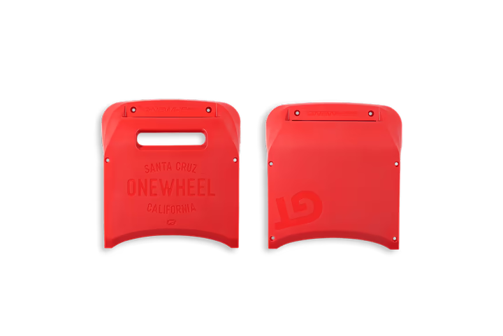 Onewheel GT Freeride Bumpers in red, designed to protect the edges of the electric skateboard during rides.