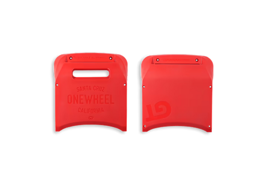 Onewheel GT Freeride Bumpers in red, designed to protect the edges of the electric skateboard during rides.