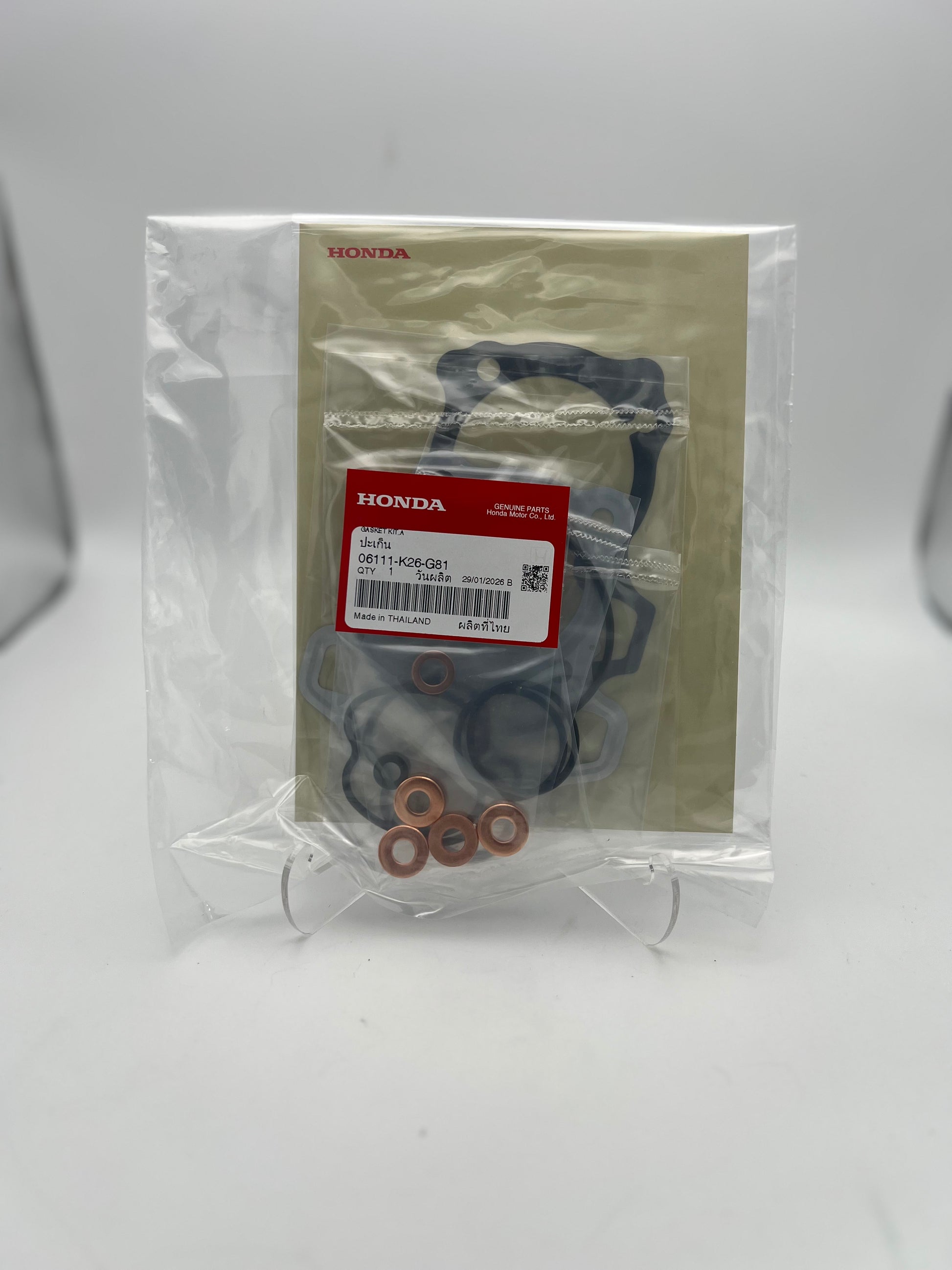 Honda Top End Gasket Kit "A" for 2022-present Honda Grom and Monkey, showing gasket components and packaging.