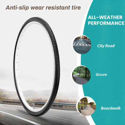 Hycline Glimpse 700x35C road bike tire for urban commuting and city cycling, shown mounted on a bicycle wheel.
