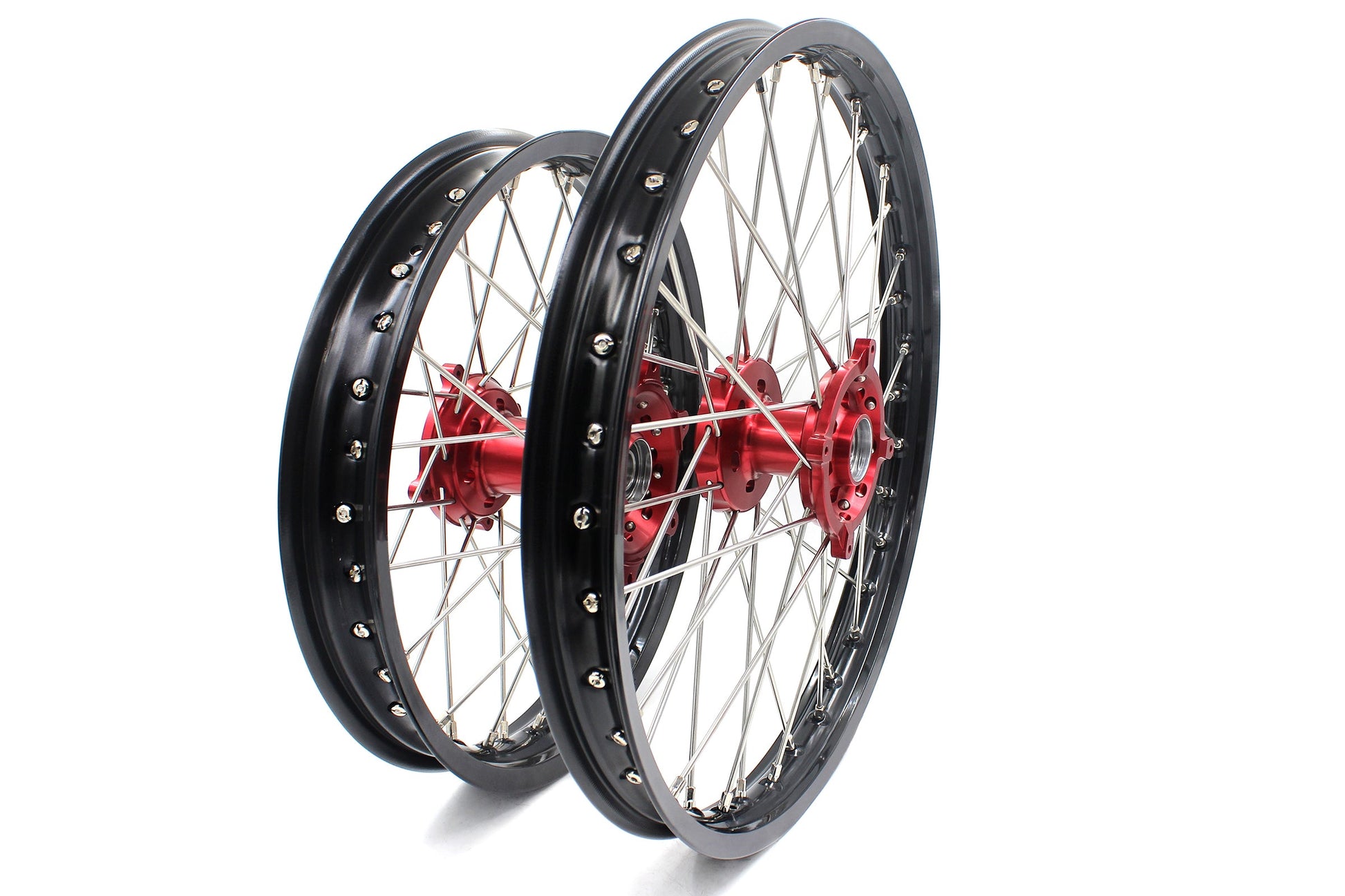 KKE 21 & 18 Enduro Wheels Rims for Husqvarna TE TC FE FC SMR TXC  2000-2013 Red Hubs - Howling Moto
