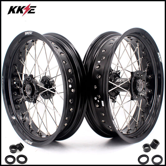 KKE 17 Inch Supermoto Rims for Honda CRF250R 04-13 CRF450R 02-12 Black - Howling Moto