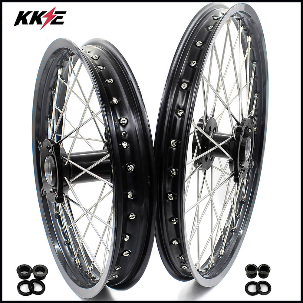 KKE 21 & 19 Wheels for HUSQVARNA TE TC FE FC SMR TXC 2000-2013 Black - Howling Moto