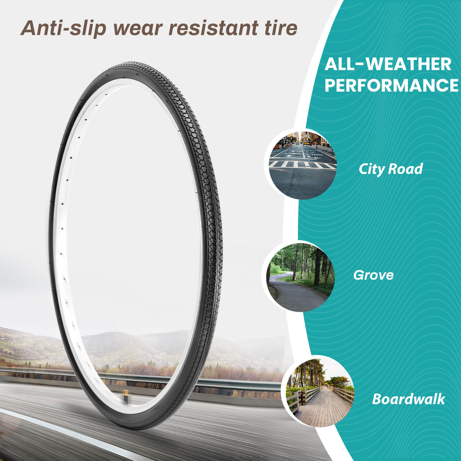 Hycline RetroPath 26x1 3/8 (37-590) bicycle tire with tread pattern and sidewall details, suitable for vintage-style bikes.