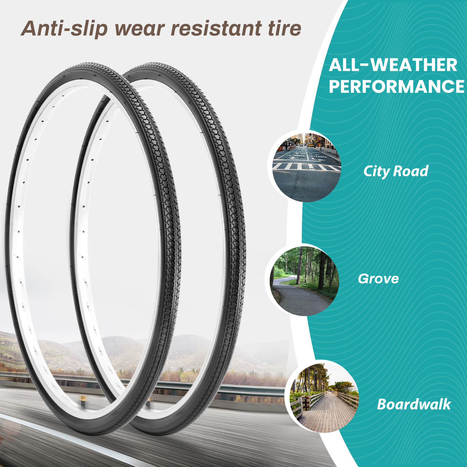 Hycline RetroPath 26x1 3/8 (37-590) bicycle tire with black tread and sidewalls, suitable for vintage or cruiser bikes.