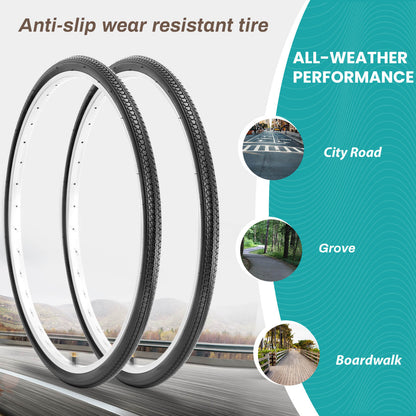 Hycline RetroPath 26x1 3/8 (37-590) bicycle tire with black tread and sidewalls, suitable for vintage or cruiser bikes.