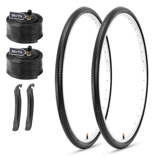 Hycline RetroPath 26×1 3/8 bicycle tire with classic tread pattern, suitable for vintage-style bikes.