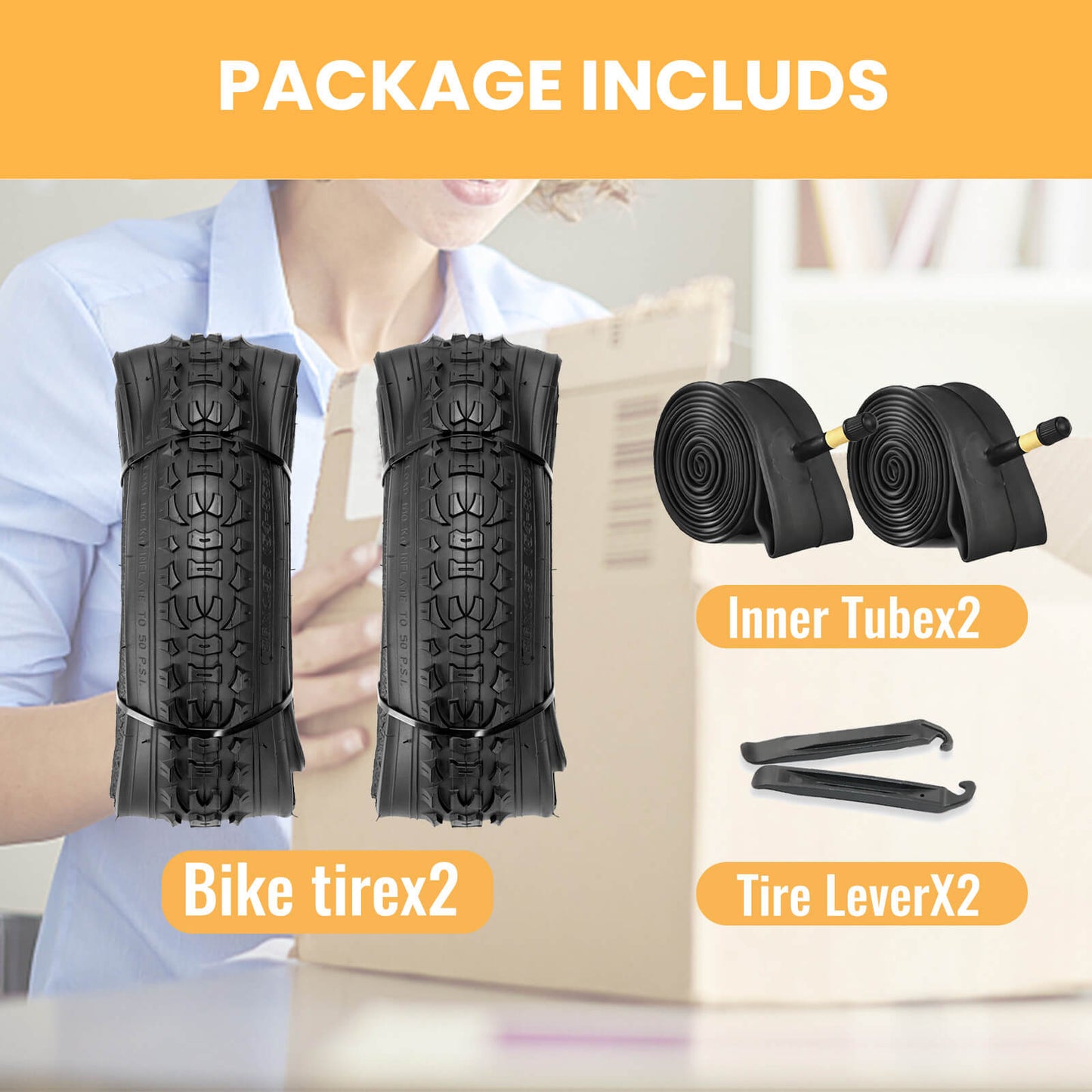 Hycline Terrclaw mountain bike tire in 20, 24, or 26 inches with 1.95-inch width showing tread pattern and sidewall details.