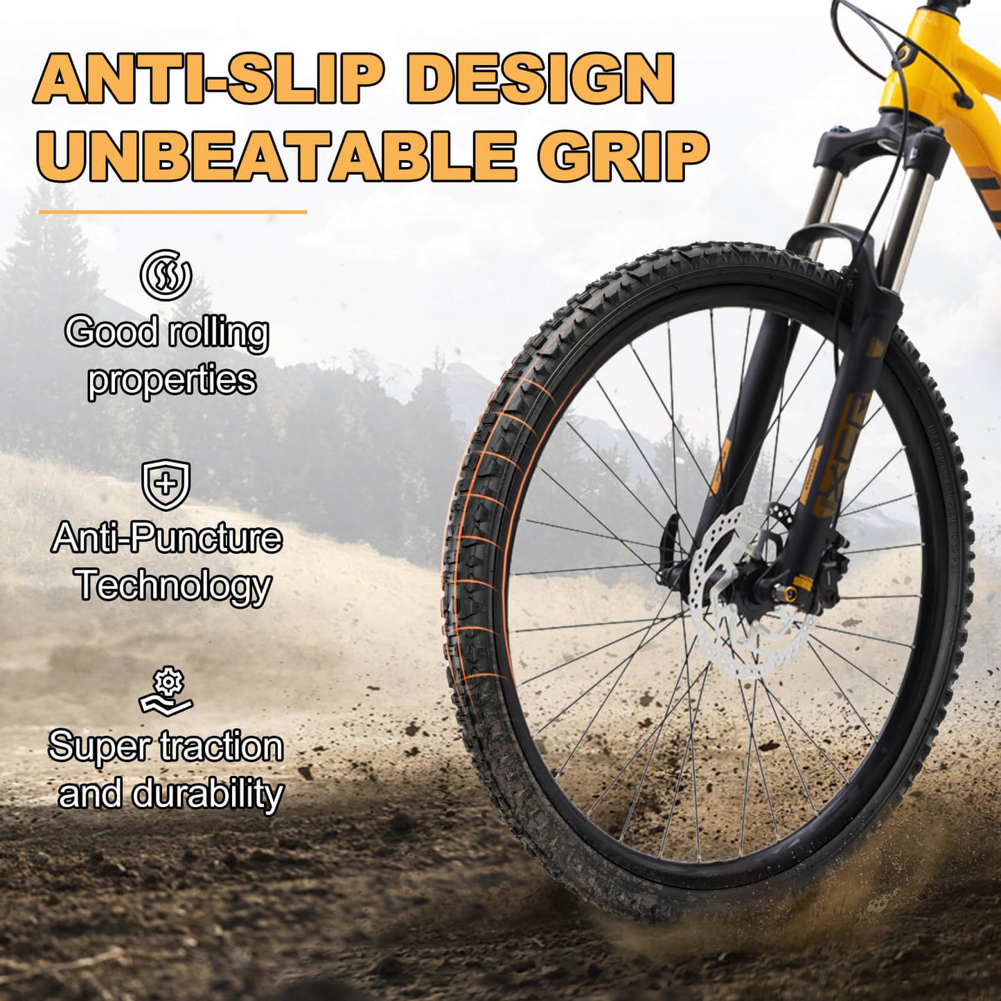 Hycline Mountain Bike Tire Terrclaw 20/24/26" x 1.95" with knobby tread for off-road cycling and trail riding.