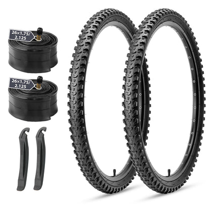 Hycline Detur mountain bike tire in 20, 24, or 26-inch sizes with 2.125-inch width, suitable for rugged off-road riding.