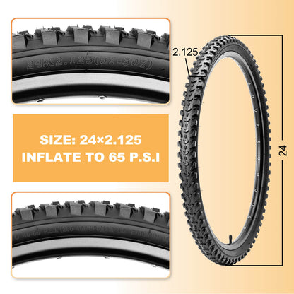 Hycline Detur mountain bike tire 20/24/26 inches with 2.125-inch width, rugged tread for off-road cycling.