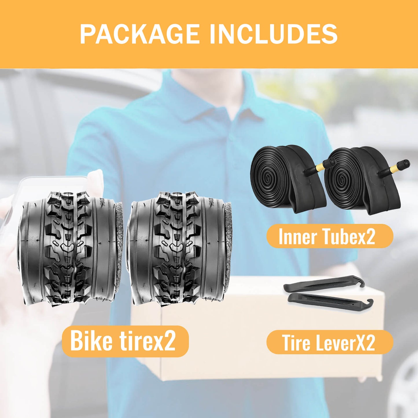 Hycline Detur mountain bike tire 20/24/26" x 2.125" with knobby tread for off-road riding, sidewall branding visible.