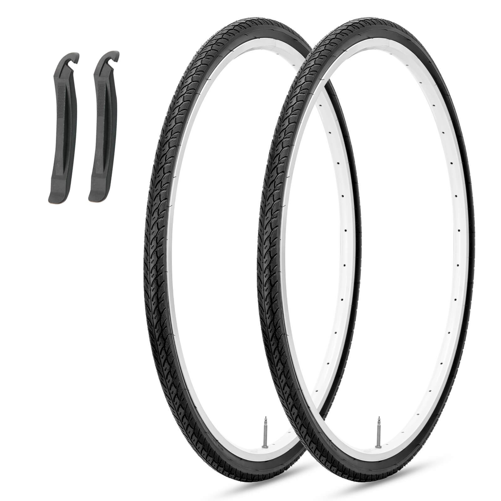 Two Hycline road bike tires, 700x25C and 28C sizes, with sleek tread patterns designed for road cycling performance.