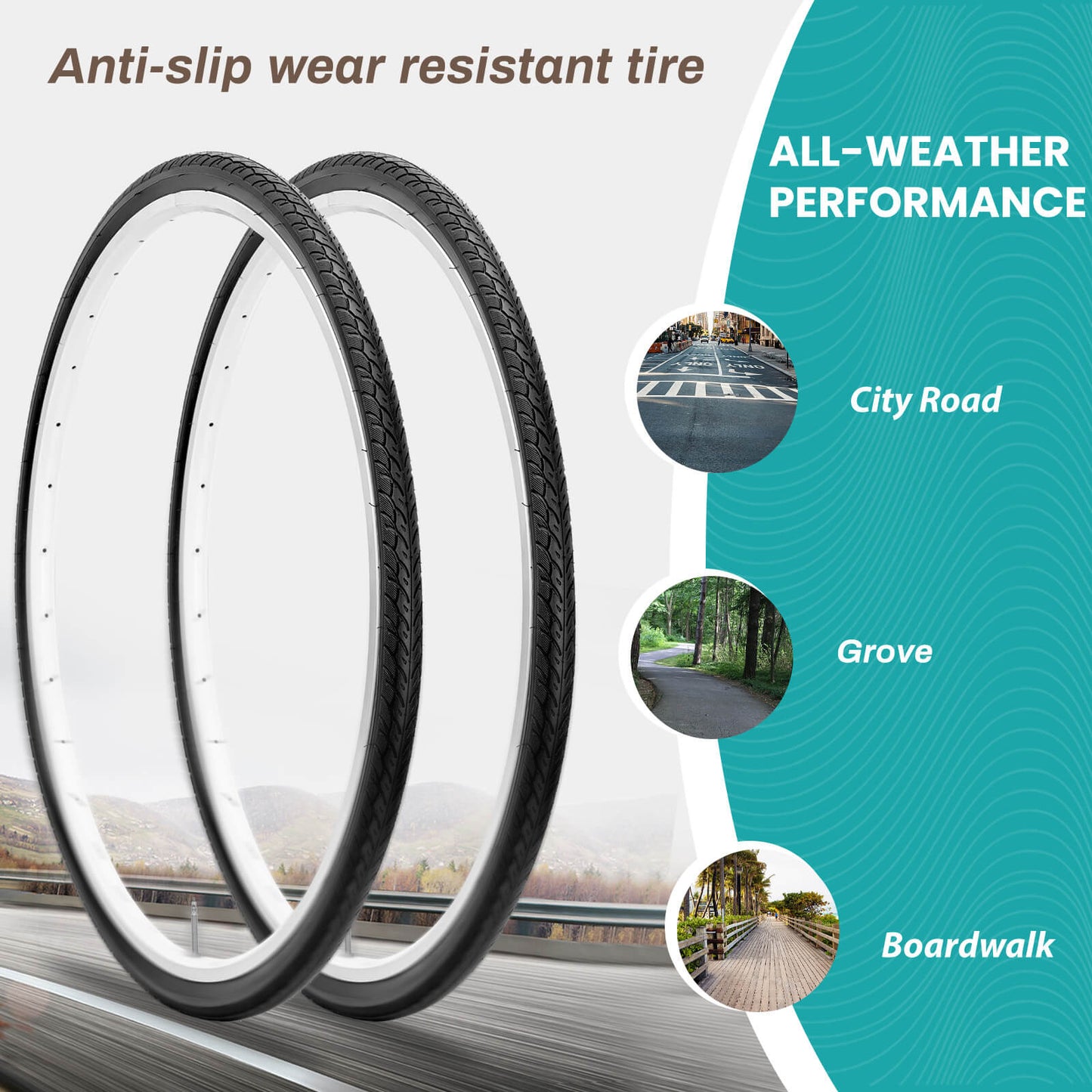 Pair of Hycline road bike tires, 700×25C/28C/35C, showcasing smooth tread and sidewall details for road cycling.