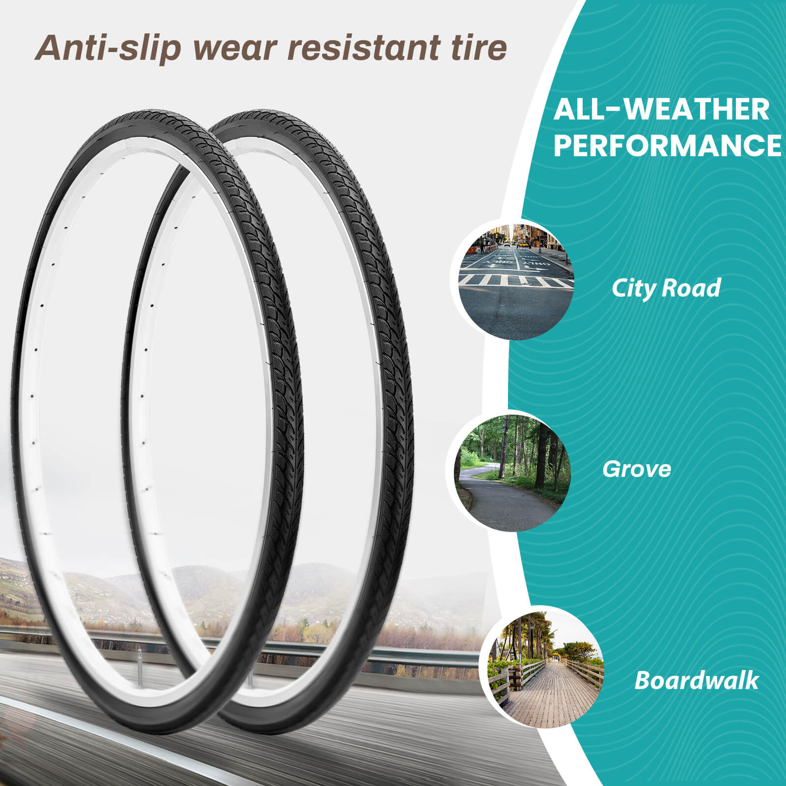 Pair of Hycline road bike tires, 700×25C/28C/35C, showcasing smooth tread and sidewall details for road cycling.