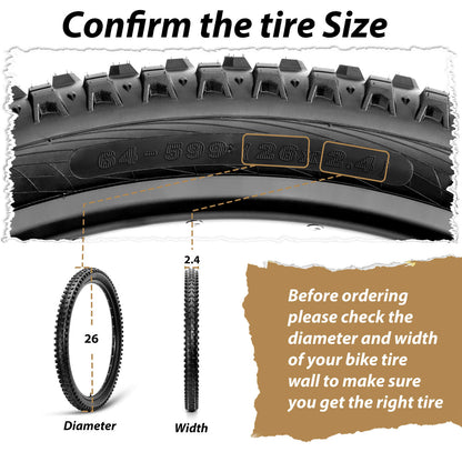 Hycline Terrace mountain bike tire in 26, 27.5, or 29 inches with 2.4-inch width, rugged tread for off-road riding.