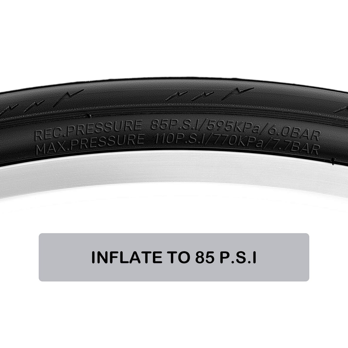 Two Hycline road bike tires, 700×25C, 28C, and 35C sizes, with black rubber tread and sidewalls for cycling on paved roads.