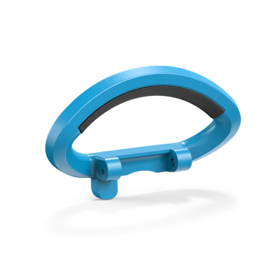 Onewheel MagHandle Pro in hot blue color, a durable handle designed for easy carrying of the Onewheel electric skateboard.