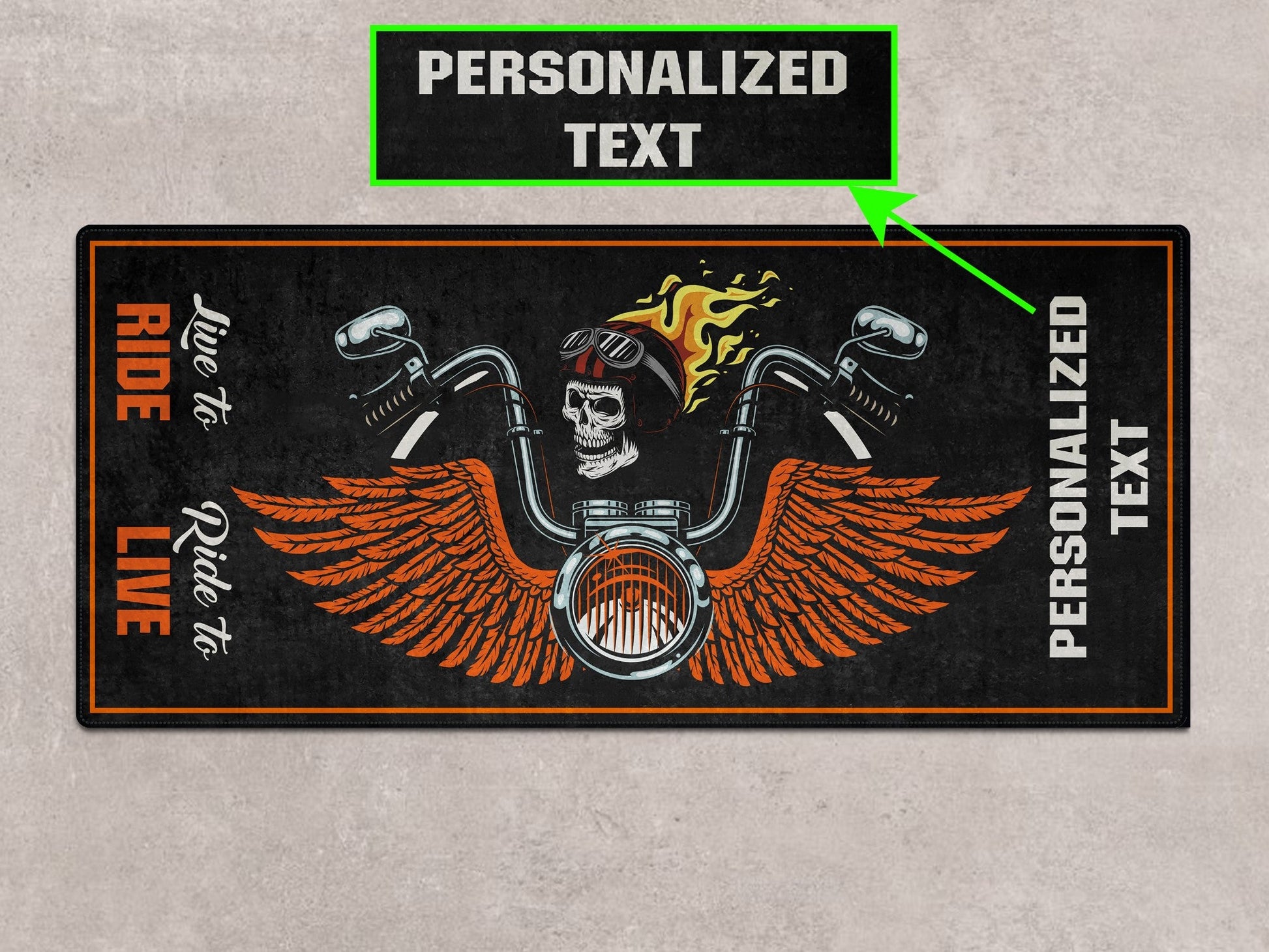 Motorcycle Mat Skull Design for Chopper, Cruiser, Touring, Sport Motorcycle - MM7502 - Howling Moto