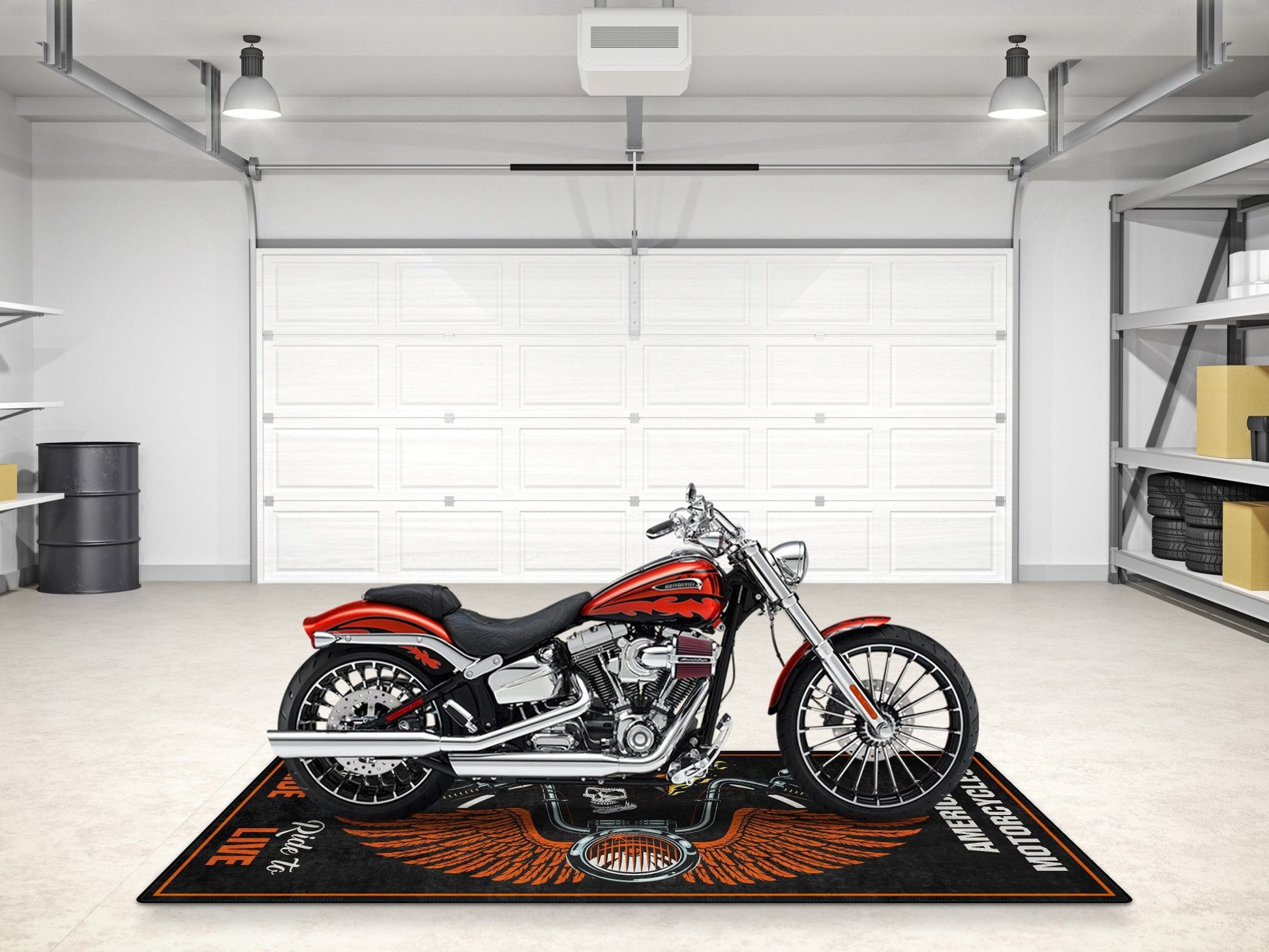 Motorcycle Mat Skull Design for Chopper, Cruiser, Touring, Sport Motorcycle - MM7502 - Howling Moto