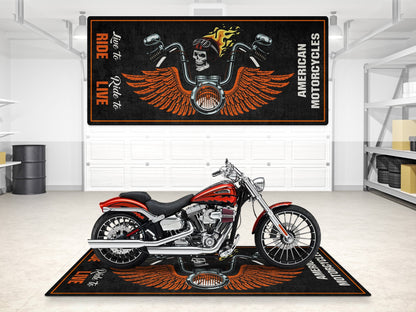 Motorcycle Mat Skull Design for Chopper, Cruiser, Touring, Sport Motorcycle - MM7502 - Howling Moto