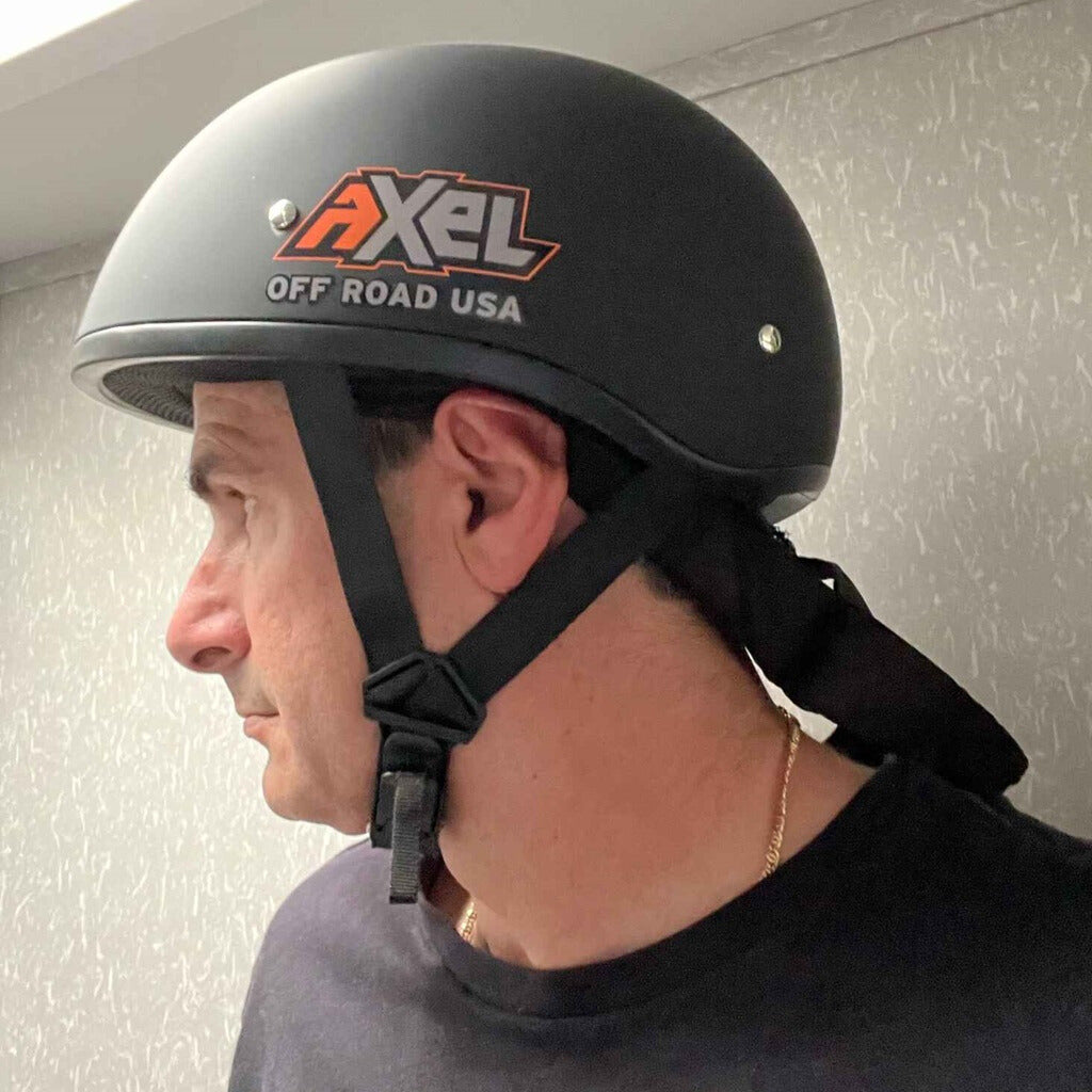 AXEL OFF ROAD D.O.T. Off Road Trail Daytona Helmet with adjustable chin strap and rugged design for dirt biking.