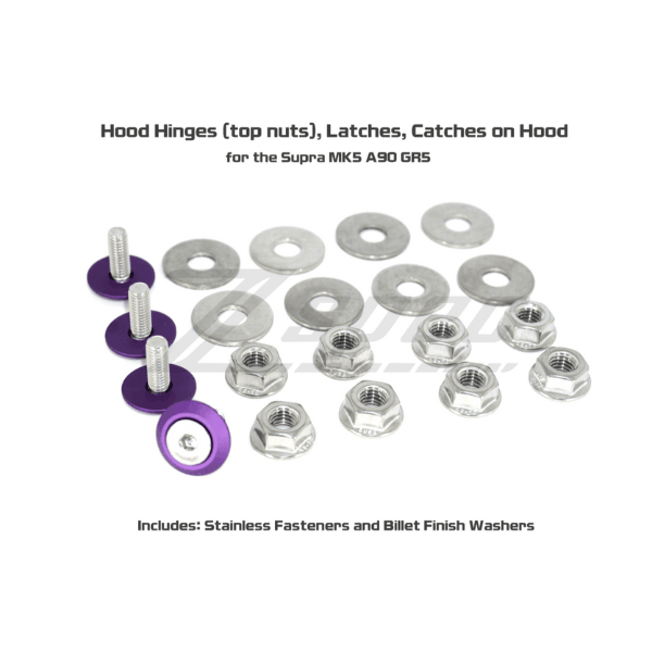 ZSPEC Hood Hinges/Latches/Catches Fasteners for Toyota Supra MKV/MK5, Stainless & Billet - Howling Moto