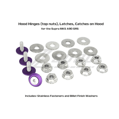 ZSPEC Hood Hinges/Latches/Catches Fasteners for Toyota Supra MKV/MK5, Stainless & Billet - Howling Moto