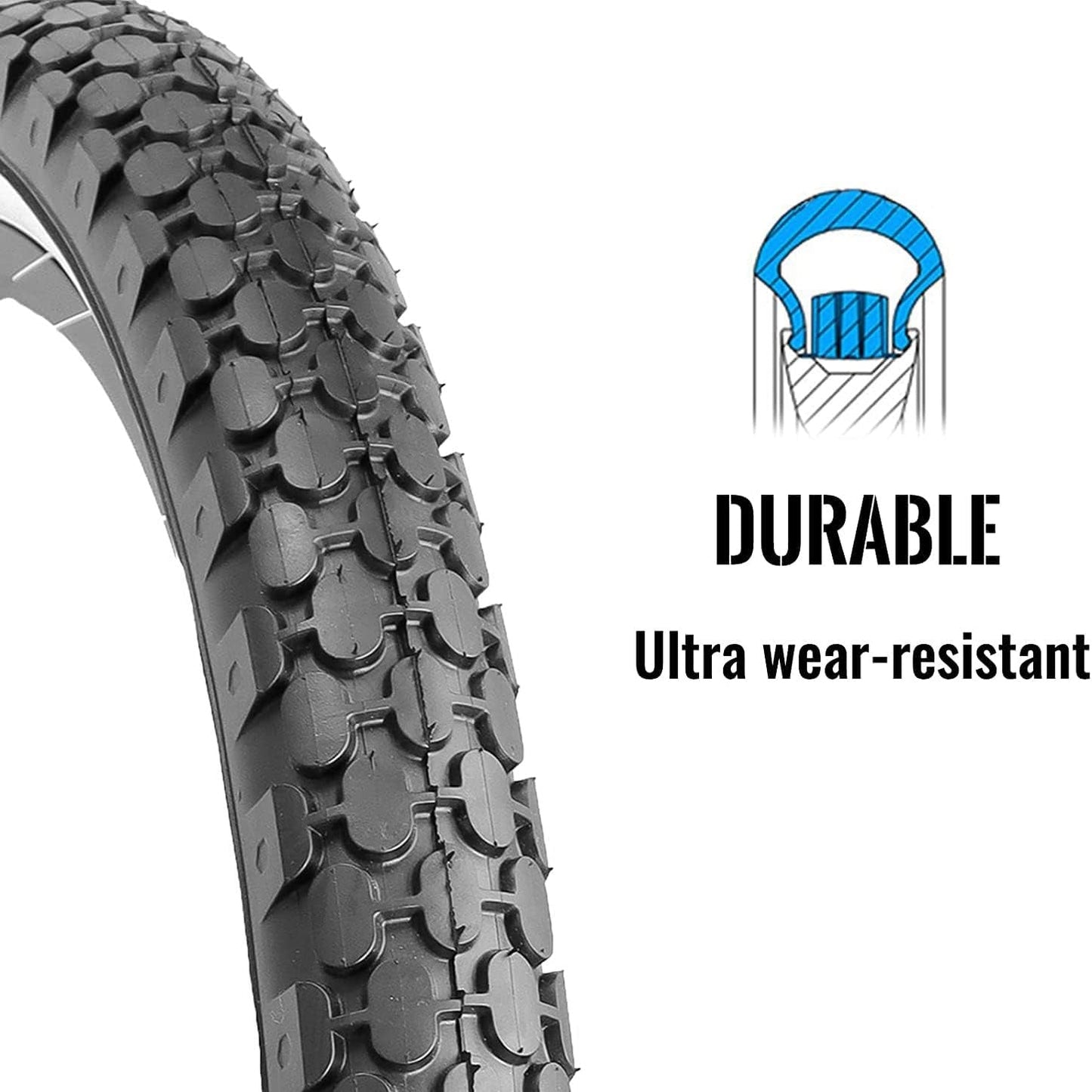Two Hycline 26-inch bicycle tires, folding replacement tires for beach cruisers, with black rubber and tread patterns visible.