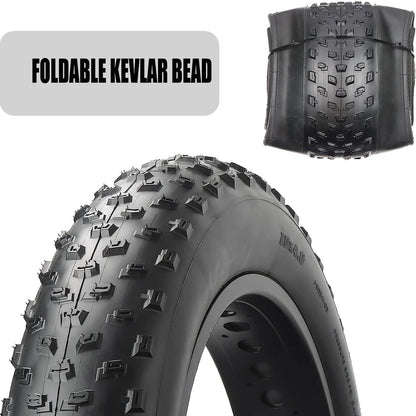 Hycline fat bike tire, 20x4.0 inch, rugged e-bike tire designed for off-road riding and enhanced traction.
