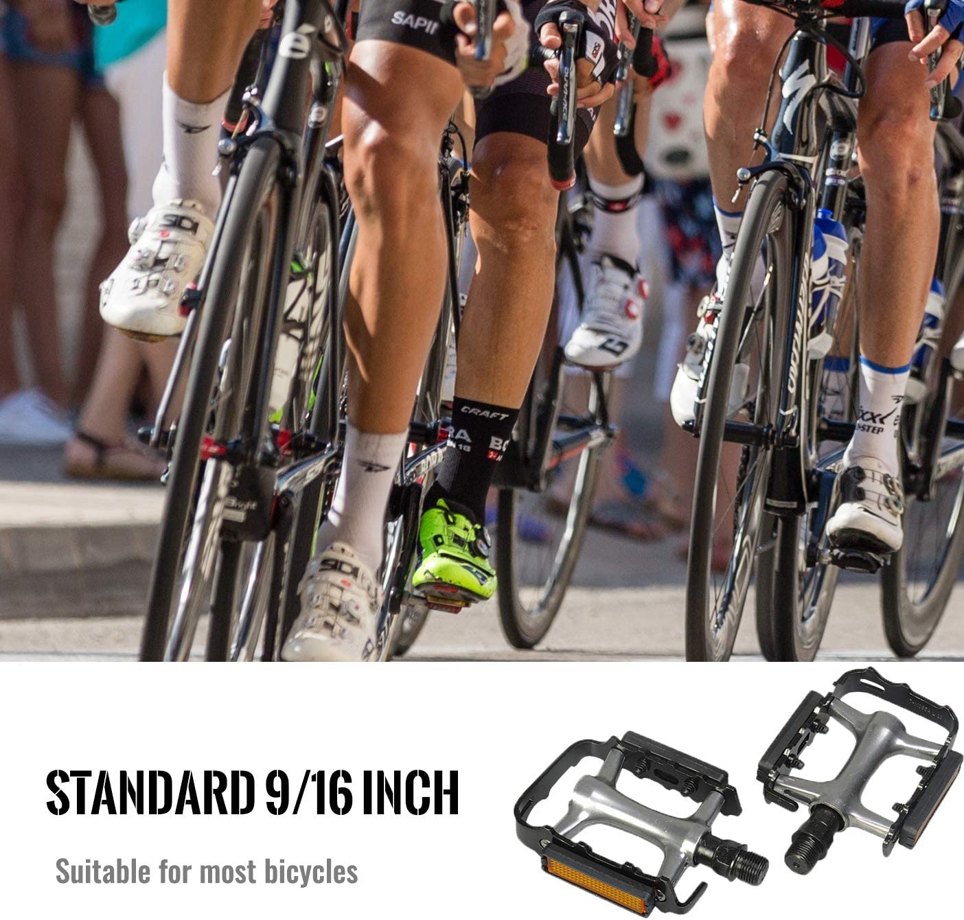 Hycline MTB flat bicycle pedal set with black pedals for mountain bikes, featuring durable design and textured grip.