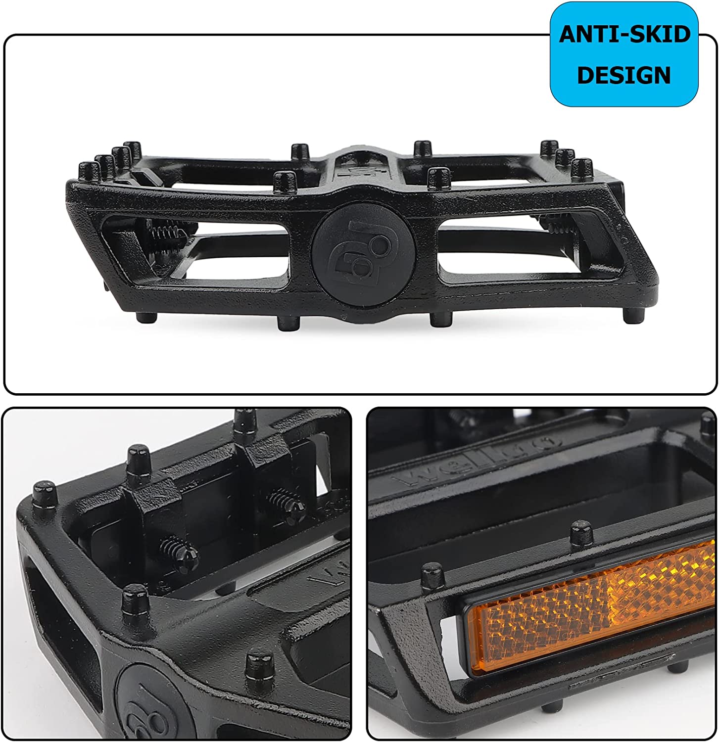 Hycline Wellgo bike pedal sets for mountain biking, featuring flat bicycle pedals with durable design and textured grip for riders.