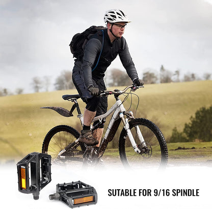 Hycline Wellgo bike pedals set featuring flat MTB bicycle pedals with durable design and textured surface for secure grip.