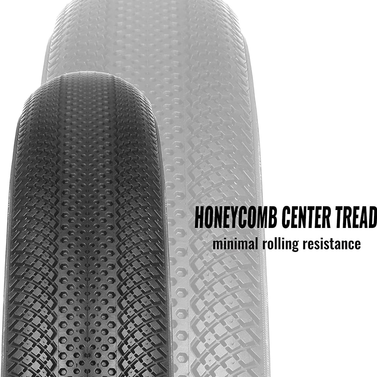 Hycline HyperPave electric bike and fat bike tire with honeycomb center tread pattern for enhanced grip and durability.