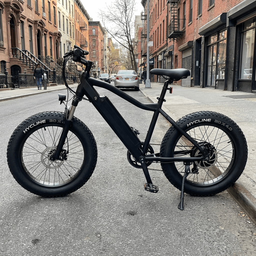 Hycline Raider fat bike and e-bike tire with rugged tread pattern for off-road cycling, shown in black rubber.