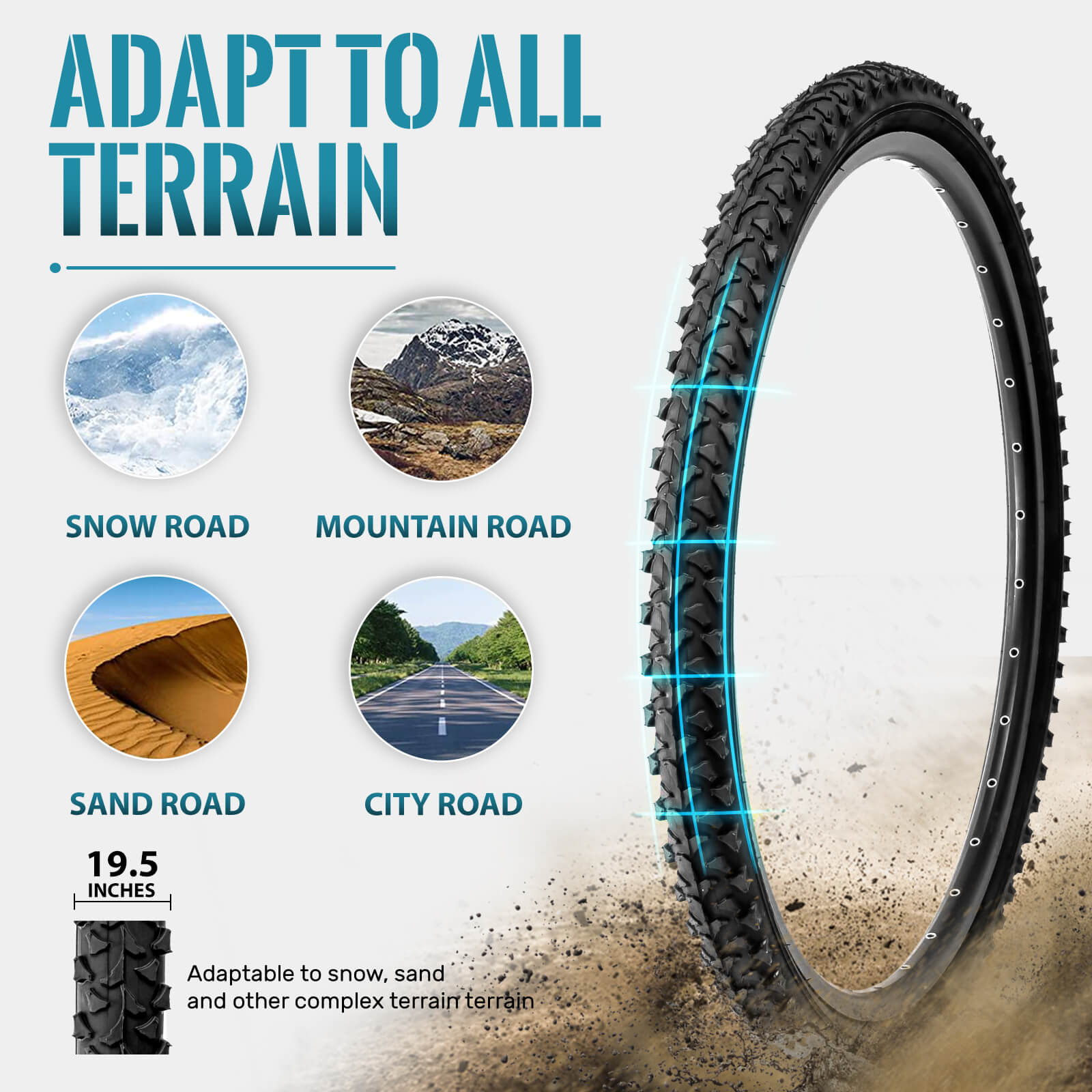 Hycline Rapids 26-inch mountain bike tire with knobby tread for off-road riding and durability on rugged trails.