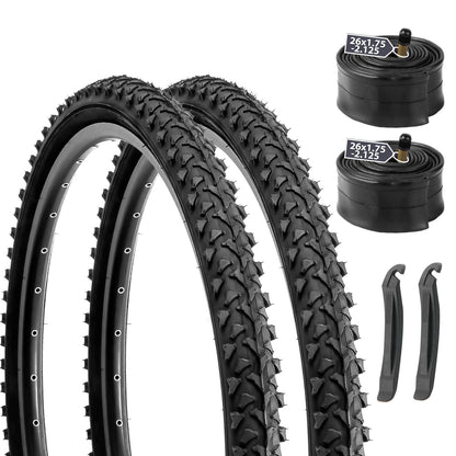 Hycline Rapids 26-inch mountain bike tire with knobby tread for off-road cycling on rugged trails.