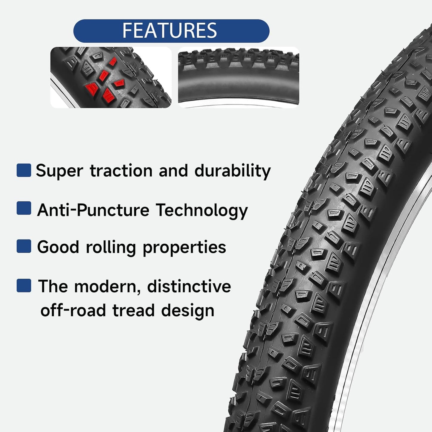 Hycline Tunner mountain bike tire, 27.5-inch by 2.125-inch, with knobby tread for off-road trail riding.